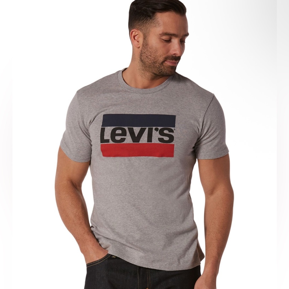 Levi's Men Medium T-Shirt Graphic Tee Shirt Sportswear Logo Soft Jersey Grey